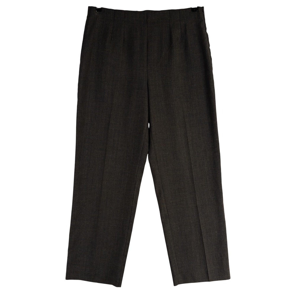 Chico's Design Pants Sz 2 US Large Charcoal Pinstripe Straight Leg Office Career